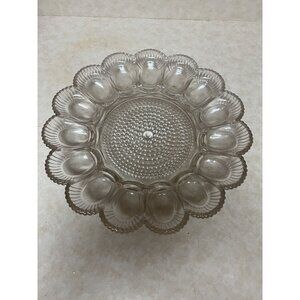 Vintage Indiana Glass Clear Hobnail Deviled Egg Relish Tray
